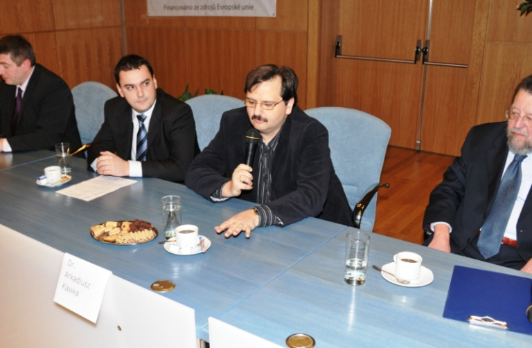 (Zleva) Michal Havlíček, Bartosz Kovada, Arkadiusz Kawka a Jiří Wachsmuth diskutovali o projektu s novináři.