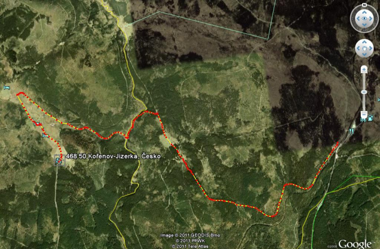 Mapka trasy cyklojízdy Jizerka - Jakuszyce