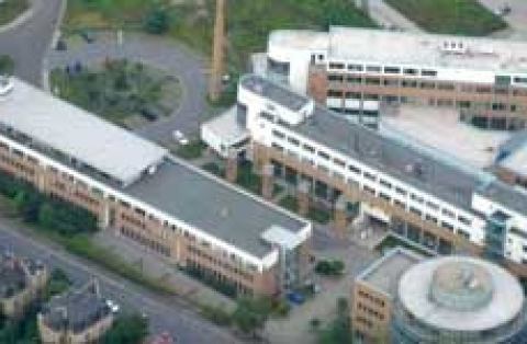 Letecký pohled na Technologické centrum v Drážďanech